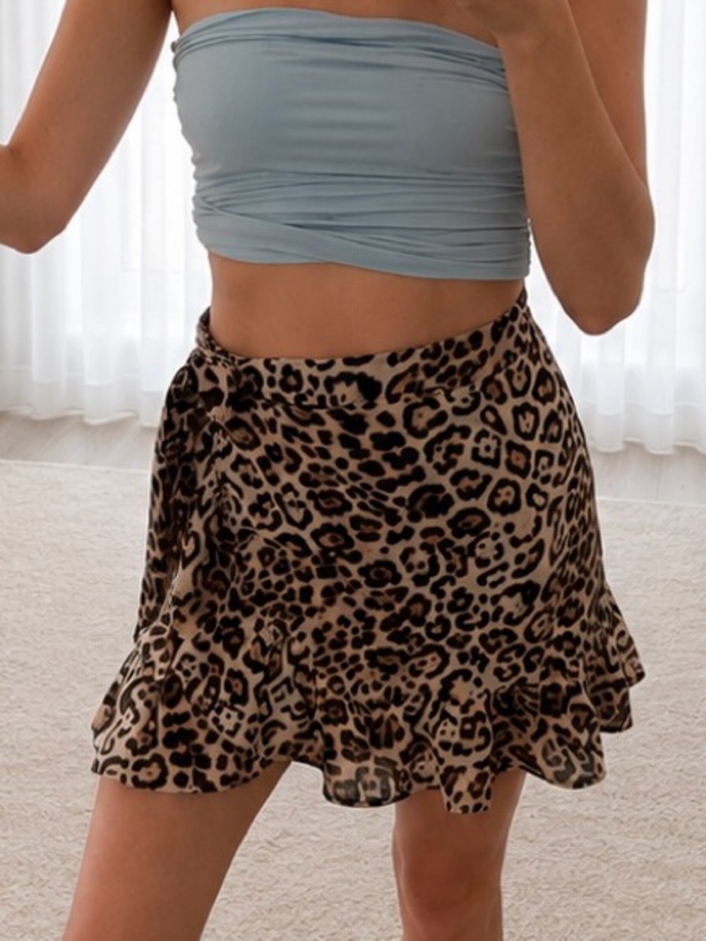 Forever 21 Leopard Print Ruffle Mini Skirt - Brown & Black